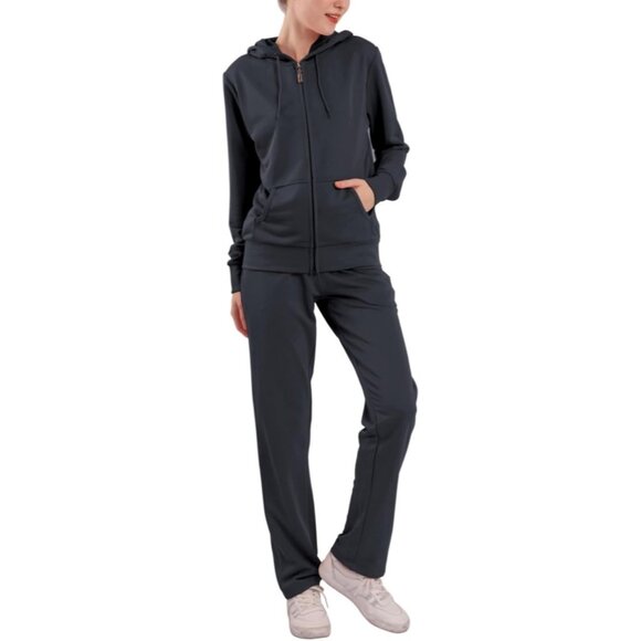 Charcoal Women's Jogging Suit Set - Comfortable Hoodie & Elastic Waist Pants